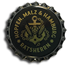 Fridge magnet with a crown cap from Ratsherrn Brauerei GmbH (SchanzenhÃ¶fe)